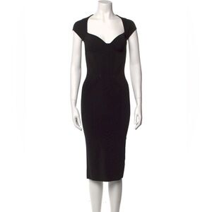 Carolina Herrera Black Rib Knit Bustier Midi Dress - New W/O Tags XL